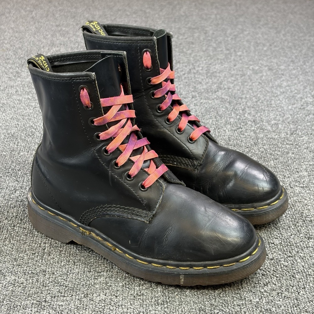 Vintage Dr Martens 1460 Boots UK 5 Black Leather 8 Eye Made in England AirWair